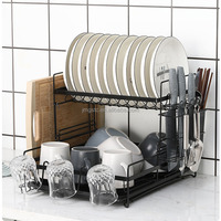 Égouttoir à vaisselle compact pour évier de cuisine avec porte-gobelets, montage facile, support de séchage de vaisselle sur comptoir avec crochets