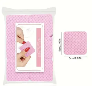Custom White Pink Non-Woven Fabric Lint Free Nail Wipes For Nail Cleaning Pads