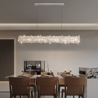 Lustre en cristal de luxe pour salon minimaliste, villa, îlot de cuisine, plafonds hauts, luminaire suspendu décoratif, hauteur réglable