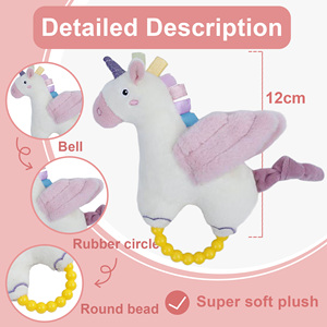 Jouets en peluche pour nouveau-nés à manivelle, avec motifs de licorne de dessin animé, adaptés à la mastication et à la stimulation des gencives, vente en gros - Product Image 3