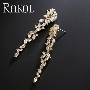 Rakol EP1206เครื่องประดับแฟชั่นหรูหราคุณภาพสูงเพทายชุบทองตุ้มหูแต่งงาน - Product Image 6