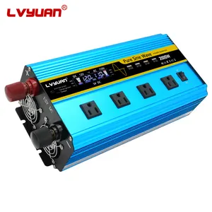 Inversor de Onda Senoidal Pura LVYUAN 2500W5000W 12v AC 230V Inversor Do Carro 12v 220v Com 3 EU AC Controle Remoto Sem Fio