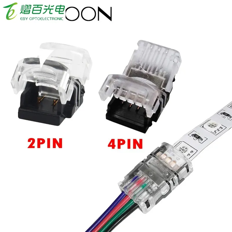5/10PCS 2 Pin 4 Pin LED Connector for 10MM Waterproof/Non Single Color RGB LED Strip to Strip/Wire Quick Connection RGB Light