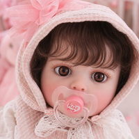 Poupée Reborn de 20 pouces entièrement en vinyle, bonnet à carreaux roses, empreinte de patte d'ours en peluche, poupée nouveau-né pour jeu d'imitation