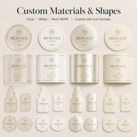 Étiquettes de bouteilles en vinyle imperméables personnalisées en gros, laminées mat, impression couleur CMYK, autocollants adhésifs pour soins de la peau