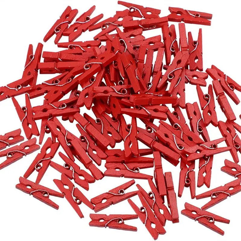 Nhỏ Màu Đỏ Chốt bằng gỗ ảnh giấy thủ công Clip giặt clothespins