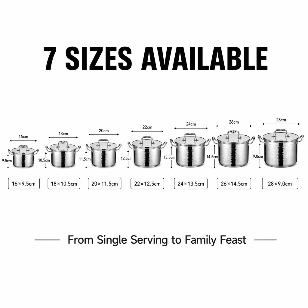 Hot Sale 304 Stainless Steel Hammer Pot Set High-grade Double Ear Soup Cookware Sustainable Modern Design Dishwasher Safe Gas · image 3