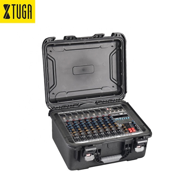Xtuga XB08F Professional 8 Channel Portable Travel Case High Power 320 Kinds Digital Effect Audio Amplifier Mixer 500W*2 USB