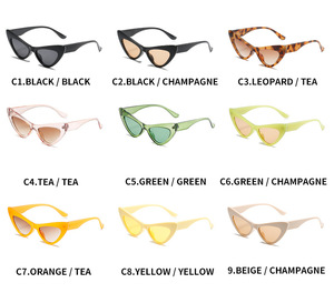 Lunettes de soleil unisexe rétro petit cadre œil de chat vert populaire triangle couleur bonbon lentilles dames filles nouvelle tendance Logo personnalisé PC - Product Image 2