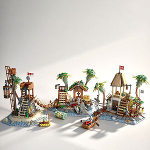 Jie-Star 59159/59160/59161โจรสลัดโครงกระดูกเรือโจรสลัดเกาะโจรสลัดขนาดใหญ่มุมมองถนนโมเดลของเล่นบล็อกอาคารของเล่น - Product Image 1