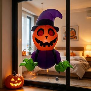 Nouvelle Citrouille Gonflable d'Halloween 2026 de 1M, Décor Extérieur Gonflable avec LED Intégrées, Se jetant à l'extérieur de la Fenêtre - Product Image 4