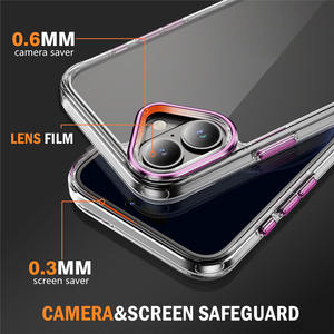 Funda Protectora de Lente de Cámara Metálica, Antigolpes, Híbrida de TPU Suave y PC Rígido, Transparente, para <span class=keywords><strong>iPhone</strong></span> 17, 16 Plus, 15, 14, 13, <span class=keywords><strong>12</strong></span> - Product Image 3