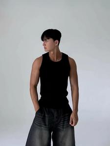 Gebreide zomertanktop met spierpasvorm, mouwloos, gym, bodybuilding, geribbeld, voor heren - Product Image 4