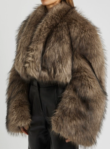 Abrigo de Piel Sintética Corto para Mujer, Talla Grande, Cálido, para Otoño e Invierno, Estilo Moderno y Elegante - Product Image 2