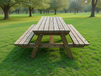 Table de pique-nique en bois d'extérieur personnalisable avec bancs, mobilier de jardin robuste pour hôtel, complexe hôtelier, espace public
