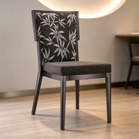 Chaise de restaurant empilable en métal gris, style nordique minimaliste moderne de luxe, avec finition grain de bois, pour événements