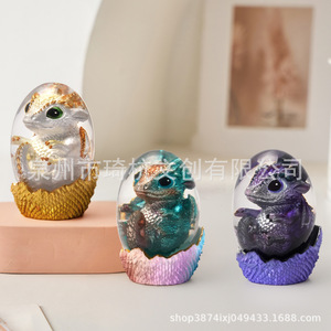 Adorno de Huevo de Dragón Transparente con Dragón Recién Nacido en su Interior, Figura de Resina Colorida, Decoración de Escritorio, Regalo de Pascua, Pieza Individual - Product Image 2
