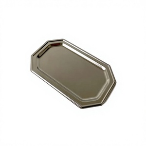 Bandeja Metálica para Servir Aperitivos y Bebidas, Ideal para Cafeterías y Restaurantes, Bandeja y Plato Plateados - Product Image 1