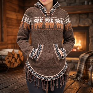 Pull en alpaga décontracté pour femmes avec capuche et poches, tricoté pour toutes les saisons - Product Image 3