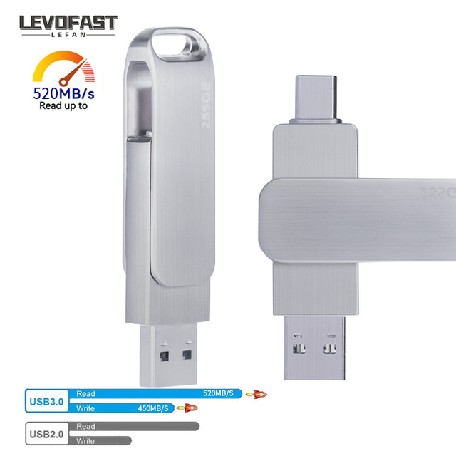 LEVOFAST Stock Available Flash Drive 1TB SSD USB 3.1 Type-C Solid State Drive Hard Disk for Laptop