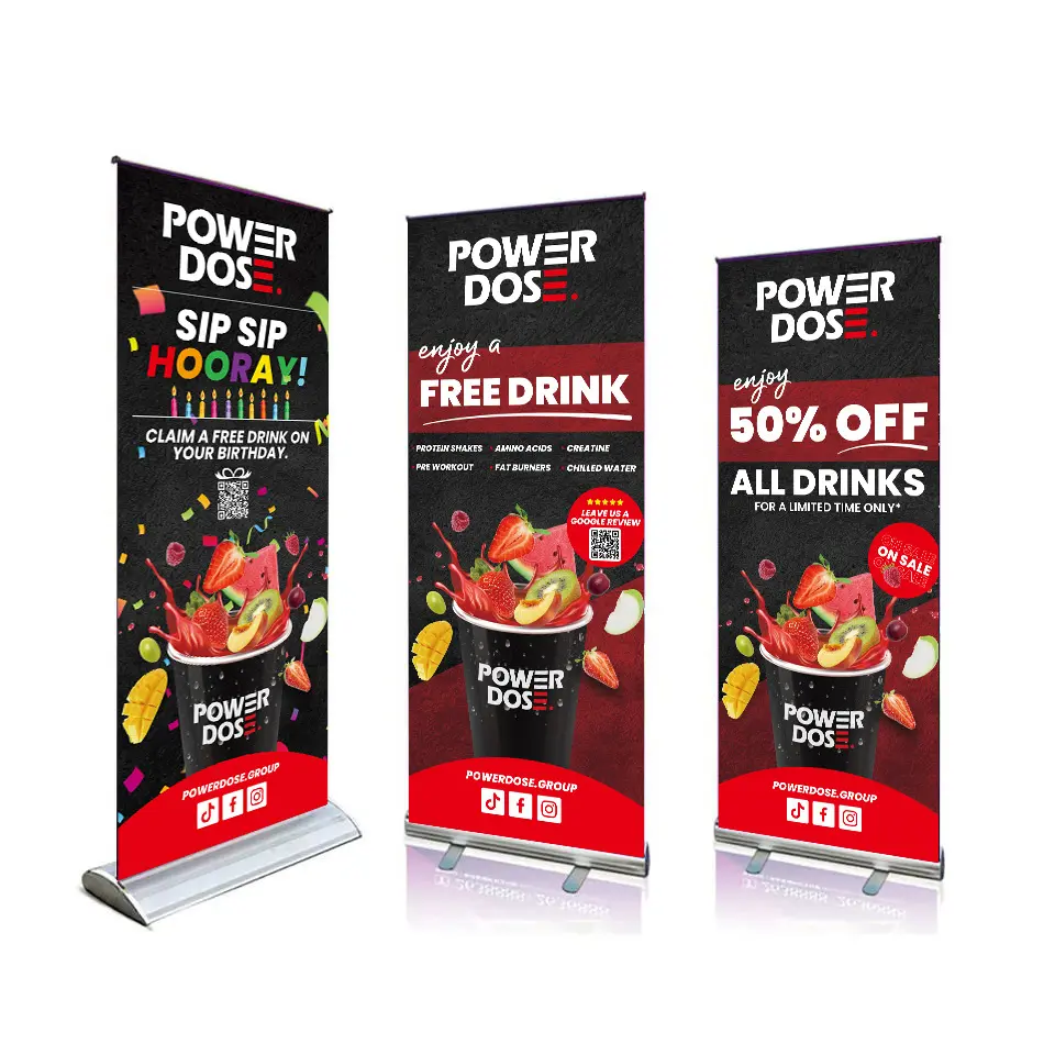 Roll Up Advertising Banner Stand Rollup Standee Aluminum Roll Screen Stand Retractable Banners