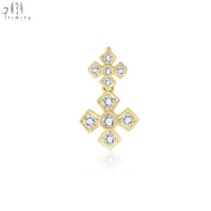 Nuevo y Popular, Joyería Vintage Exquisita, Colgante de Cruz de Oro Sólido de 18K con Diamantes Naturales, Ideal como Regalo para Mujer - Product Image 1