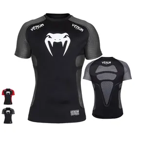 Nouveau MMA Rashguard Boxe T-shirt À Manches Courtes Muay Thai Costume Bjj Kickboxing Hommes Rash guard Compétition Sport Formation Tops