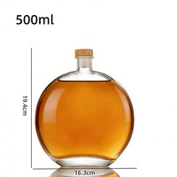 Bouteille en verre plate transparente de 250 ml et 500 ml pour spiritueux (Whisky, Rhum, Vodka, Gin) avec bouchon en liège – Vente chaude directe usine
