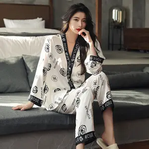 women SleepWear 2 Piece Nightwear Nighty Home Clothes Silk Pyjama Designer Inspired Pajama Satin Night Suit