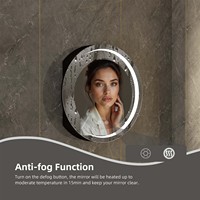 Armoire à miroir de salle de bain murale 24 pouces ronde sans cadre avec bouton tactile intelligent et double fourniture d'usine