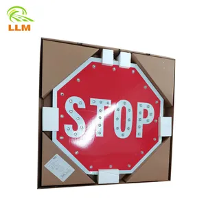 16 Years Solar Powered Road Safety Sign Blinking Light Warning Signal Led Traffic Stop Sign