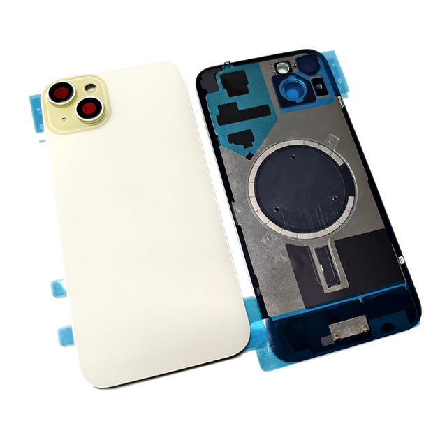 For iPhone 15 15 Plus Back Housing Cover Assembly With Camera Lens Battery Glass Rear Door Pre-installed Frame Bezel Metal Plate
