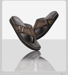 Tongs Gongyang à lanières en cuir véritable pour hommes – Été 2026 – Les plus vendues – Légères, antidérapantes et à semelle souple pour l'extérieur - Product Image 6