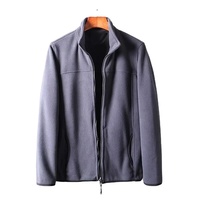 Veste polaire douce à fermeture éclair pour hommes, légère et personnalisée Veste décontractée d'extérieur d'hiver Manteau avec poches zippées
