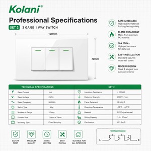 Painel de Controle Oculto para Interruptor de Luz de Parede Modular DIY de 3 Seções, Tamanho 120, PC à Prova de Fogo para Casa, Apartamento, Hotel, Escritório - Product Image 4
