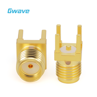 Connecteur SMA femelle Gwave modèle SMA-KHD133 en laiton pour applications RF traversant le circuit imprimé, impédance 50 Ohm, épaisseur 5,08 mm, DC-12,4 GHz