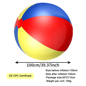 Grand ballon de plage gonflable en PVC avec logo personnalisable et coloré pour les installations aquatiques, les écoles et la plage - Product Image 1
