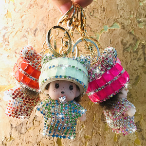 Creative Cute <strong>Munchki</strong> Diamond Set Car Keychain Female Cartoon Couple Car Bag Pendant Wholesale - Product Image 4