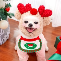 Chapeau et bavoir de Noël pour chien, tenue de fête pour animaux de compagnie, pour chats, en polyester, motif dessin animé, fournisseur en gros
