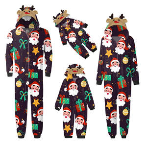 Venta Caliente 2024 <span class=keywords><strong>Pijamas</strong></span> Familiares Navideños con Estampados Navideños, Mono con Capucha y Cremallera para Padres e Hijos, Conjuntos Familiares a Juego - Product Image 5