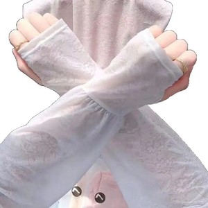 Mangas de encaje de nailon blancas para verano, protección UV, para mujeres, para conducir y ciclismo - Product Image 4