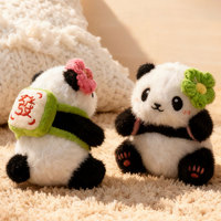 Porte-clés en peluche motif panda dessin animé, motif floral, léger, petit animal, modèle chinois BL0013 pour sac à dos