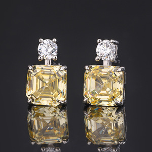 Collier pendentif en moissanite taille Asscher cyan 7 mm 2,0 ct pour femme J&C, décontracté/sportif, en argent sterling 925 plaqué or blanc 18 carats, certifié GRA - Product Image 2