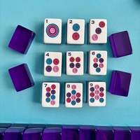 Siap Kirim, Tersedia 160 Pcs Set Mahjong Amerika 1 Lapis Berukir, Ubin Mahjong Kelinci Keberuntungan Ungu