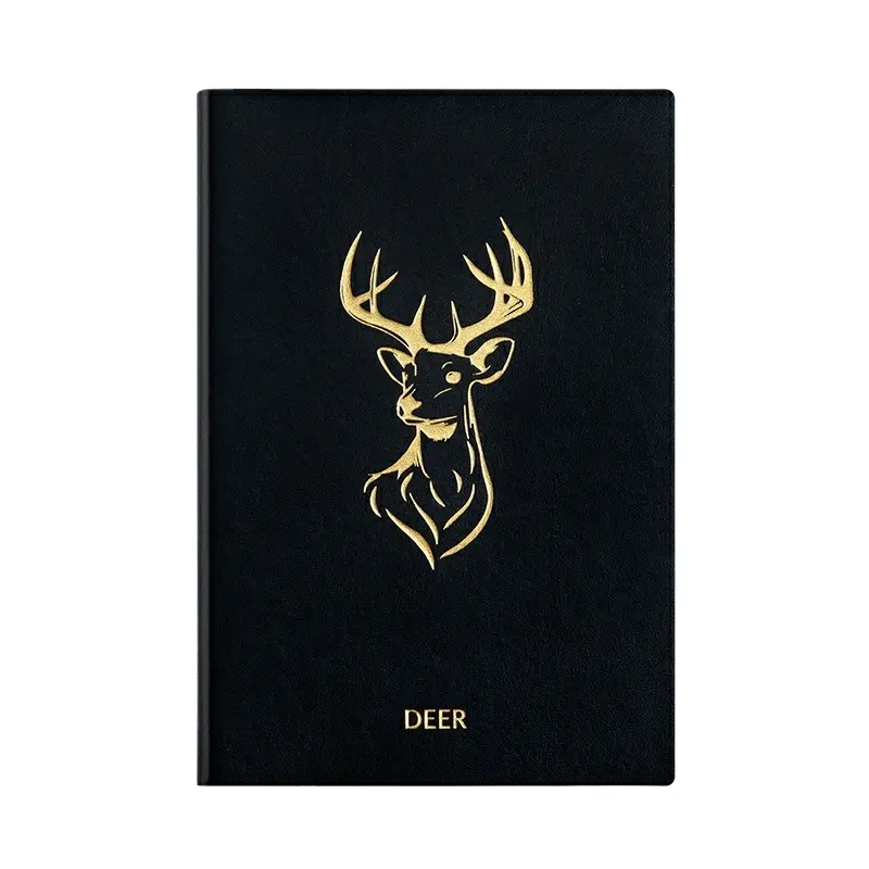 Индивидуальный роскошный блокнот из черной бумаги с кожаной обложкой, блокнот с золотой фольгой, штампованный логотип, индивидуальный мягкий дневник с подкладкой A5