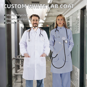 Ventes en gros de blouses de laboratoire en polyester tissé blanc à manches longues unisexes personnalisées, uniformes médicaux pour infirmières et médecins d'hôpital - Product Image 2