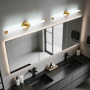 Applique murale LED moderne finition cuivre, abat-jour rectangulaire en verre, lumière blanc chaud, éclairage de miroir de salle de bain, montage en surface - Product Image 3