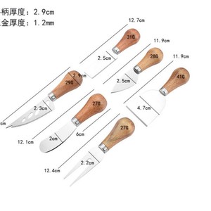 Stainless Steel Cheese Knife Set Acacia Wood Handle 6 Piece Durable Kitchen Tool For Cheese Butter Pizza Serving - Product Image 4