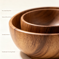 Ensemble de 4 bols à salade en bois naturel de qualité supérieure, bols à servir imbriqués pour fruits, pop-corn, céréales, ustensiles de cuisine professionnels