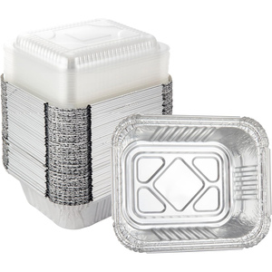 Conteneur alimentaire jetable en aluminium rectangulaire avec logo OEM, petite taille, couvercle en plastique - Product Image 1